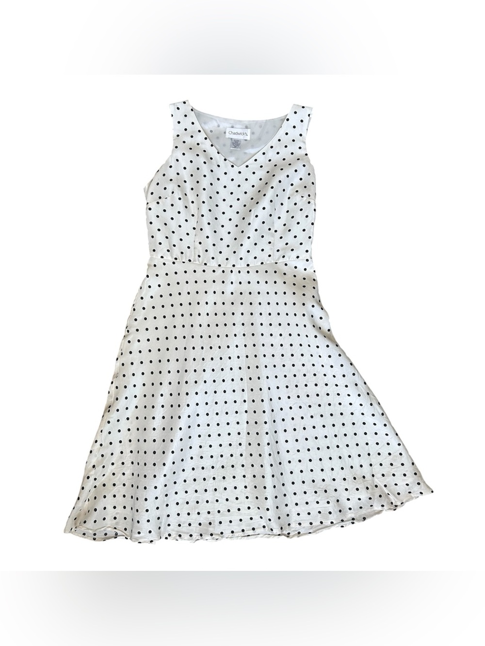 Chadwick’s Vintage 100% Silk Rockabilly Polka Dot Dress size 8 Petite